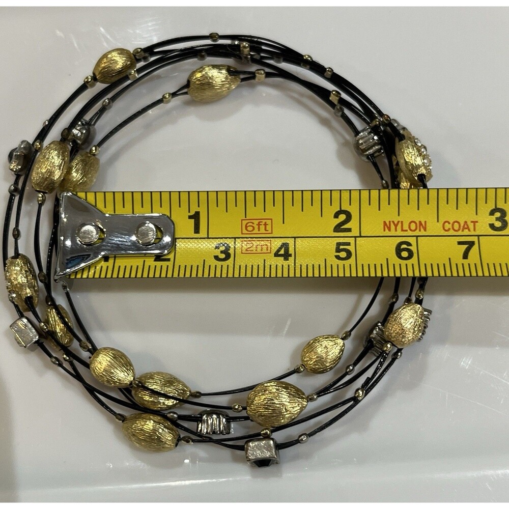 Gold and Rhinestone Black Bangle Lot Whimsygoth Punk Biker - Picture 2 of 7